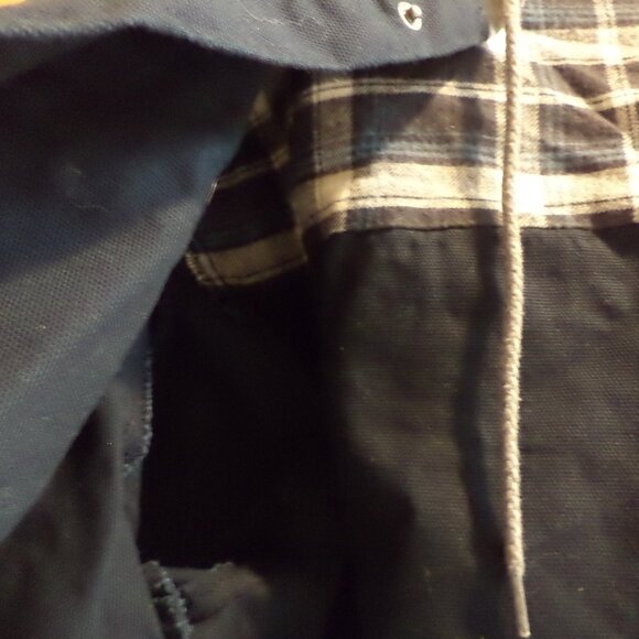 Men's WRANGLER Navy Workwear Snap Front Jacket with Grey Hood - Size: XL - Picture 3 of 9